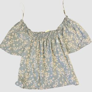 Floral and flowy blue shirt